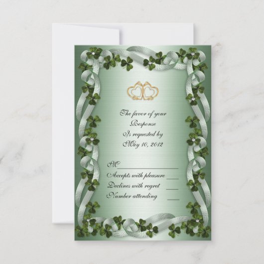Irish wedding RSVP Card Kleeblatts Karte (Vorderseite)