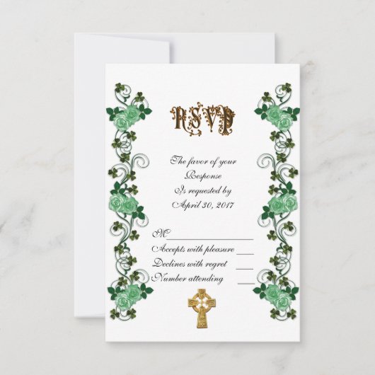Irish wedding RSVP Celtic cross (Vorderseite)