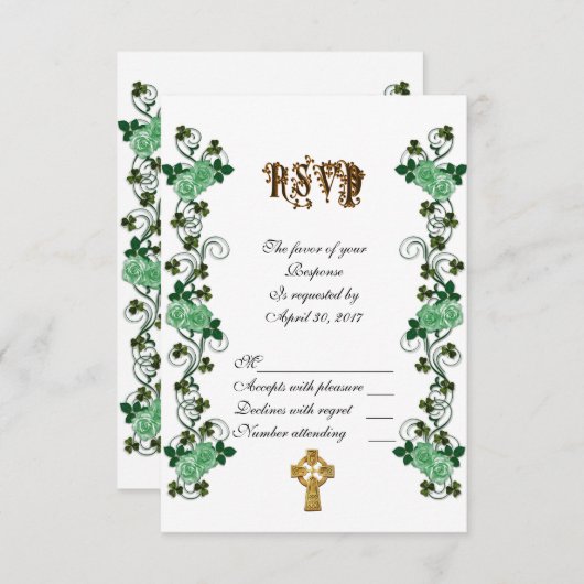 Irish wedding RSVP Celtic cross (Vorne/Hinten)