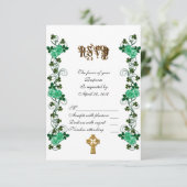 Irish wedding RSVP Celtic cross Karte (Stehend Vorderseite)