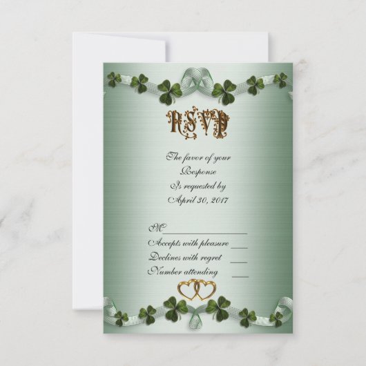 Irish wedding RSVP Kleeblatts Karte (Vorderseite)
