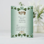 Irish wedding RSVP Kleeblatts Karte (Stehend Vorderseite)
