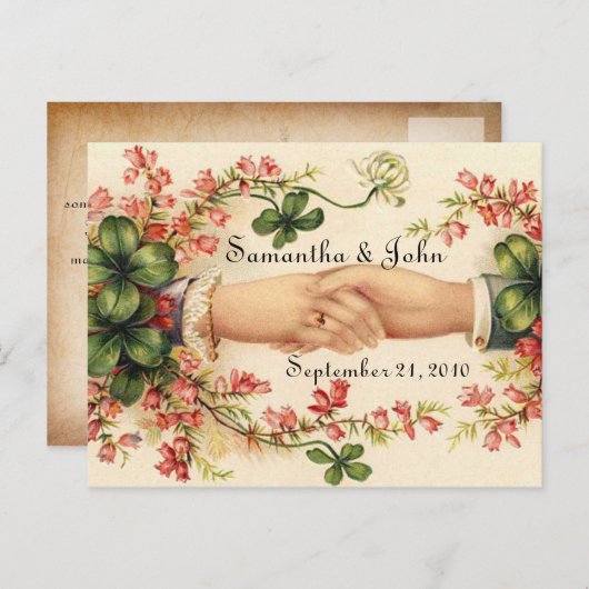 Irish Wedding Save the Date Ankündigungspostkarte (Vorne/Hinten)