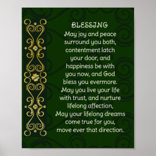 Irish Wedding Sessing Gebet Gold Green Design Poster