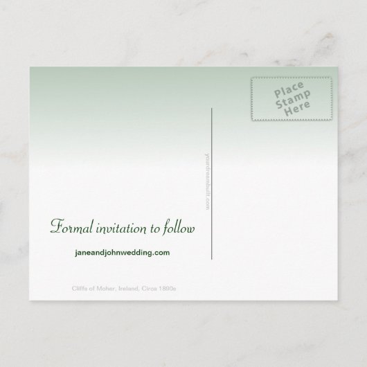 Irish Wedding Theme Cliffs of Moher Save the Date Ankündigungspostkarte (Rückseite)