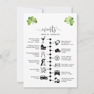 Irish Wedding Timeline Guest Itinerary Hinweiskarte