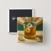 Irish Whiskey Tumbler Shamrock Eis "Sláinte!" Button (Vorne & Hinten)