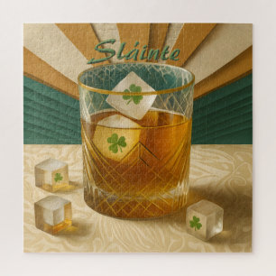 Irish Whiskey Tumbler Shamrock Eis "Sláinte!" Puzzle
