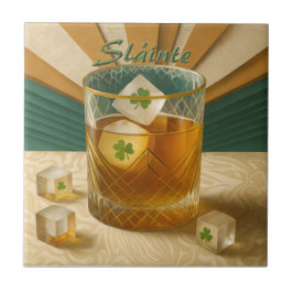Irish Whiskey Tumbler Shamrock Ice "Sláinte!" Fliese