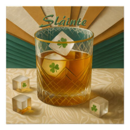 Irish Whiskey Tumbler Shamrock Ice "Sláinte!" Poster