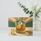 Irish Whiskey Tumbler Shamrock Ice "Sláinte!" Postkarte (Stehend Vorderseite)