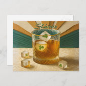 Irish Whiskey Tumbler Shamrock Ice "Sláinte!" Postkarte (Vorne/Hinten)