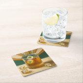 Irish Whiskey Tumbler Shamrock Ice "Sláinte!" Rechteckiger Pappuntersetzer (Vor Ort)