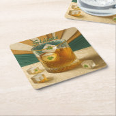 Irish Whiskey Tumbler Shamrock Ice "Sláinte!" Rechteckiger Pappuntersetzer (angewinkelt)