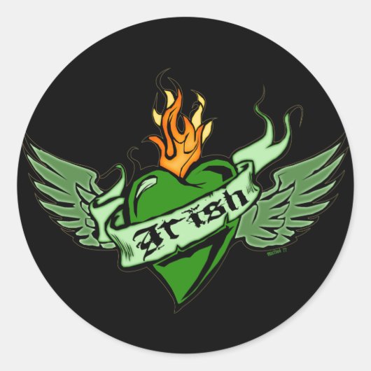 Irish Winged Heart Aufkleber (Vorderseite)