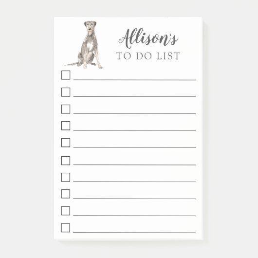 Irish Wolf Hound Hund Personalisiert, Post- Post-it Klebezettel (Vorderseite)