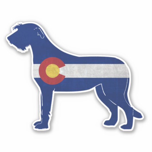 Irish Wolfhoubnd Dog Breed Colorado Flag Aufkleber (Vorderseite)