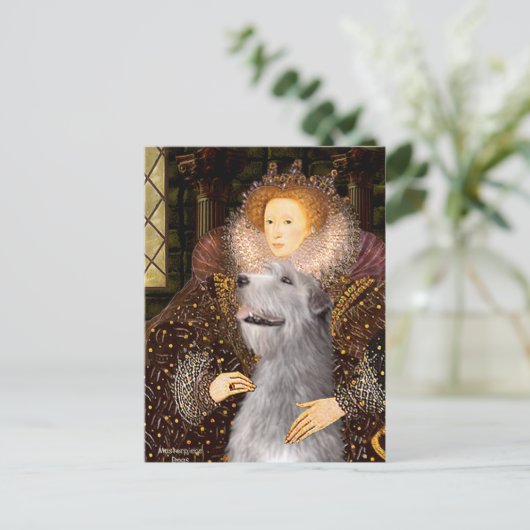 Irish Wolfhound 6 - Queen Postkarte (Stehend Vorderseite)