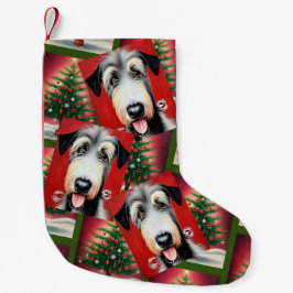 Irish Wolfhound and Tree Christmas Strumpf Kleiner Weihnachtsstrumpf