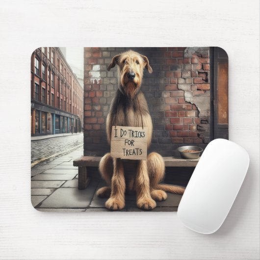 Irish Wolfhound Beging for Leckereien Mousepad (Mit Mouse)