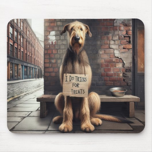 Irish Wolfhound Beging for Leckereien Mousepad (Vorne)