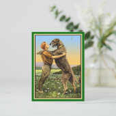 "Irish Wolfhound Begrüßung" Postkarte (Stehend Vorderseite)
