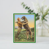 "Irish Wolfhound Begrüßung" Postkarte (Stehend Vorderseite)