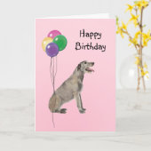 Irish Wolfhound, Birthday Balloons Karte (Gelbe Blume)