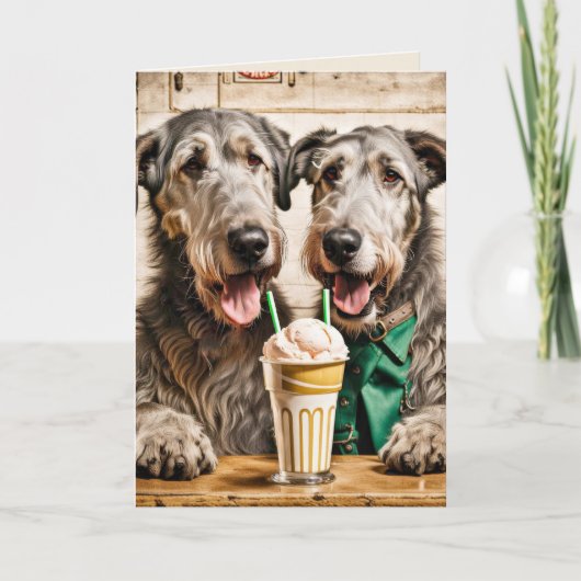 Irish Wolfhound Birthday Karte (Vorderseite)