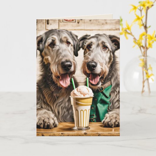 Irish Wolfhound Birthday Karte (Gelbe Blume)