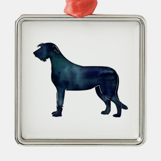 Irish Wolfhound Black Watercolor Silhouette Ornament Aus Metall (Vorne)