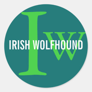 Irish Wolfhound Breed Monogram Runder Aufkleber