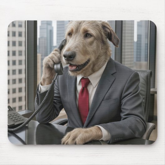 Irish Wolfhound Businessman in einem Büro Mousepad (Vorne)