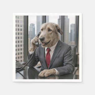 Irish Wolfhound Businessman in einem Büro Serviette