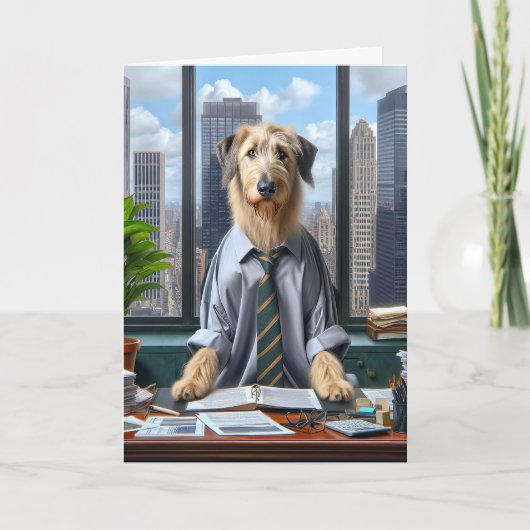 Irish Wolfhound Businessman zum Vatertag Karte (Vorderseite)