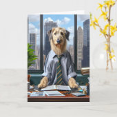 Irish Wolfhound Businessman zum Vatertag Karte (Gelbe Blume)