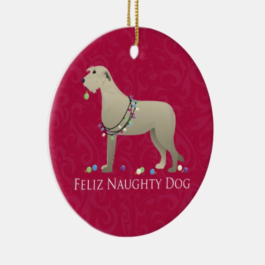 Irish Wolfhound Christmas Design Keramik Ornament (Rechts)