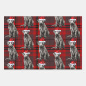 Irish Wolfhound Christmas Dog Red Holiday Plaid Geschenkpapier Set (Vorderseite 2)
