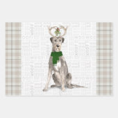 Irish Wolfhound Christmas Dog und Kariert Geschenkpapier Set (Vorderseite)