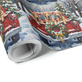 Irish Wolfhound Christmas Red Truck Holiday Gift Geschenkpapier (Rolleneckpunkt)