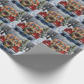 Irish Wolfhound Christmas Red Truck Holiday Gift Geschenkpapier (Ecke)