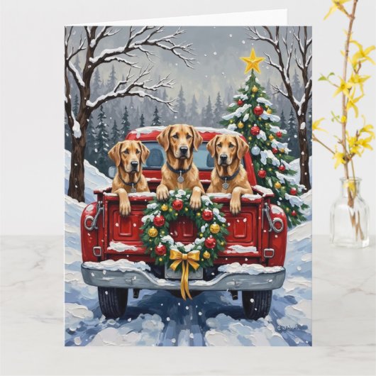 Irish Wolfhound Christmas Red Truck Holiday Gift Karte (Gelbe Blume)