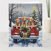 Irish Wolfhound Christmas Red Truck Holiday Gift Karte (Vorderseite)