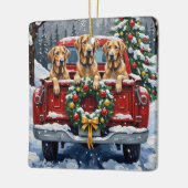 Irish Wolfhound Christmas Red Truck Holiday Gift Keramikornament (Links)