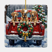 Irish Wolfhound Christmas Red Truck Holiday Gift Keramikornament (Rückseite)