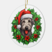 Irish Wolfhound Christmas Wreath Keramik Ornament (Links)