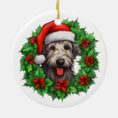 Irish Wolfhound Christmas Wreath Keramik Ornament (Hinten)