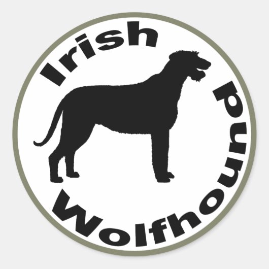 Irish Wolfhound Circle Border Runder Aufkleber (Vorderseite)