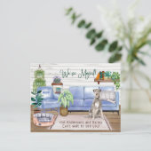 Irish Wolfhound Cosy New Zuhause Moving Ankündigungspostkarte (Stehend Vorderseite)