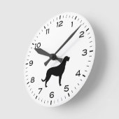 Irish Wolfhound Dog Breed Silhouette Runde Wanduhr (Winkel)